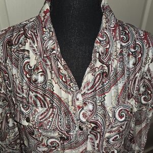 Rebecca Malone Red and Black Paisley Blouse
